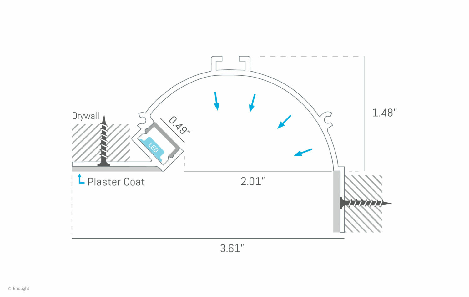 SPK9151F Ceiling Corner Recessed Linear Light with Flush Frosted Lens Drawing