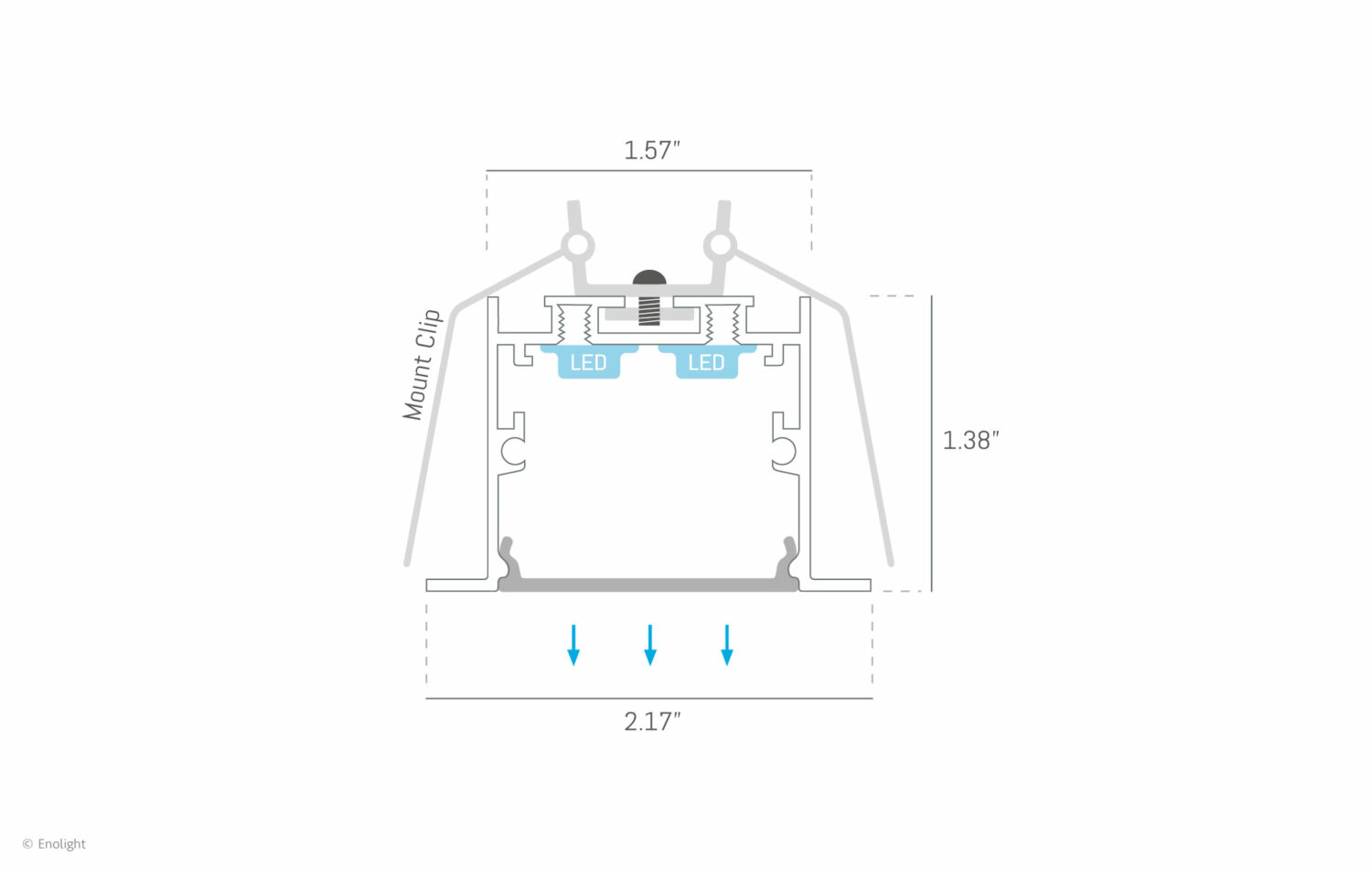 VIV5535F Extendable Ceiling Board Recessed Linear Light with Flush Frosted Lens Drawing