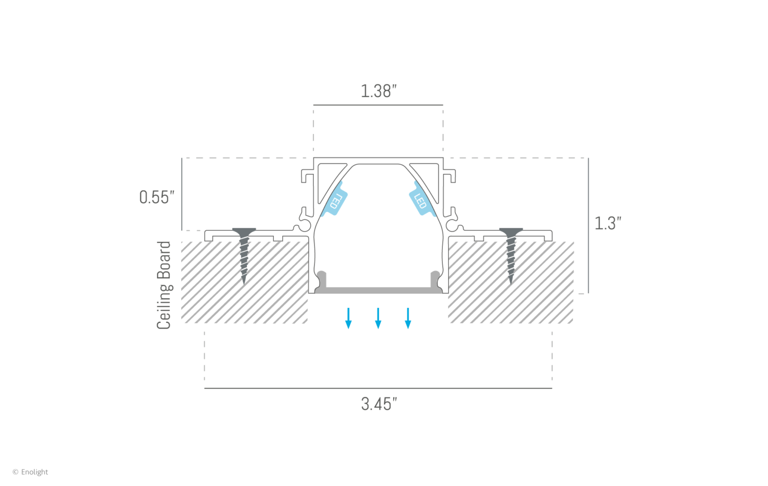VIV8833F Super Bright Wood Grille Recessed Linear Light with Frosted Lens Drawing