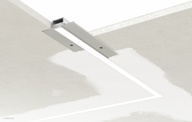 SPK6015F Plaster-in Recessed Linear Light with Half Inch Flush Frosted Lens Installed