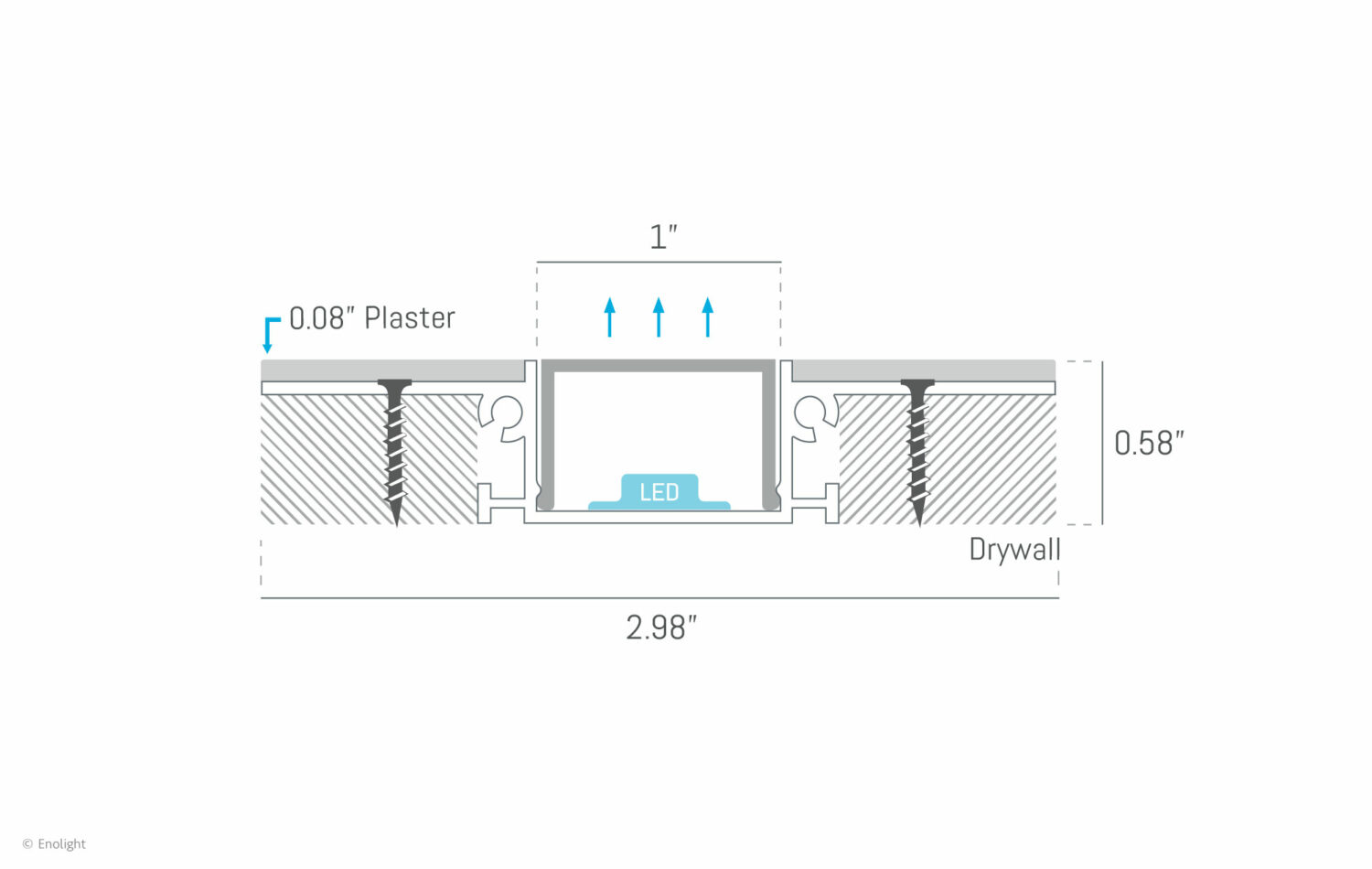 SPK7515F Recessed Drywall Linear Light with Flush Frosted Lens Drawing