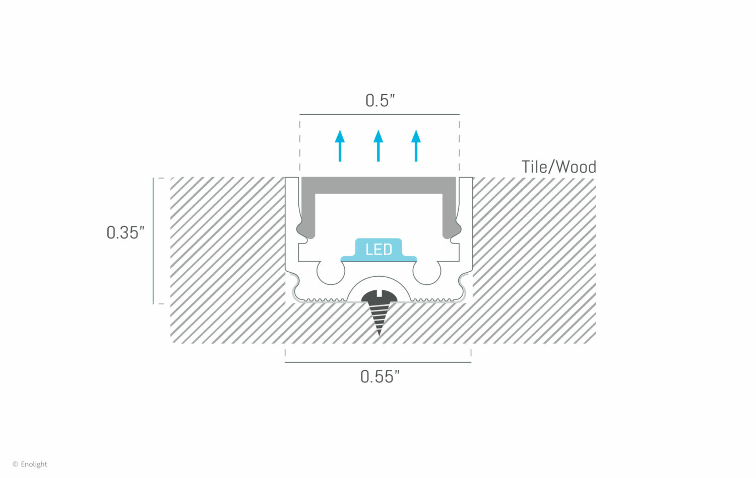 HYN1409F Flexible Recessed Surface Linear Light with 1/2" Frosted Lens Drawing