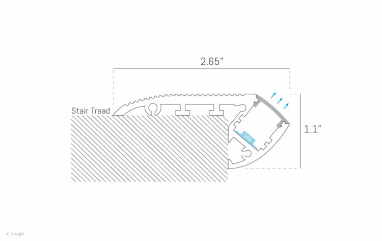STP6728F Anti-Slip Surface Stair Nosing Up Lighting with Flush Frosted Lens Drawing