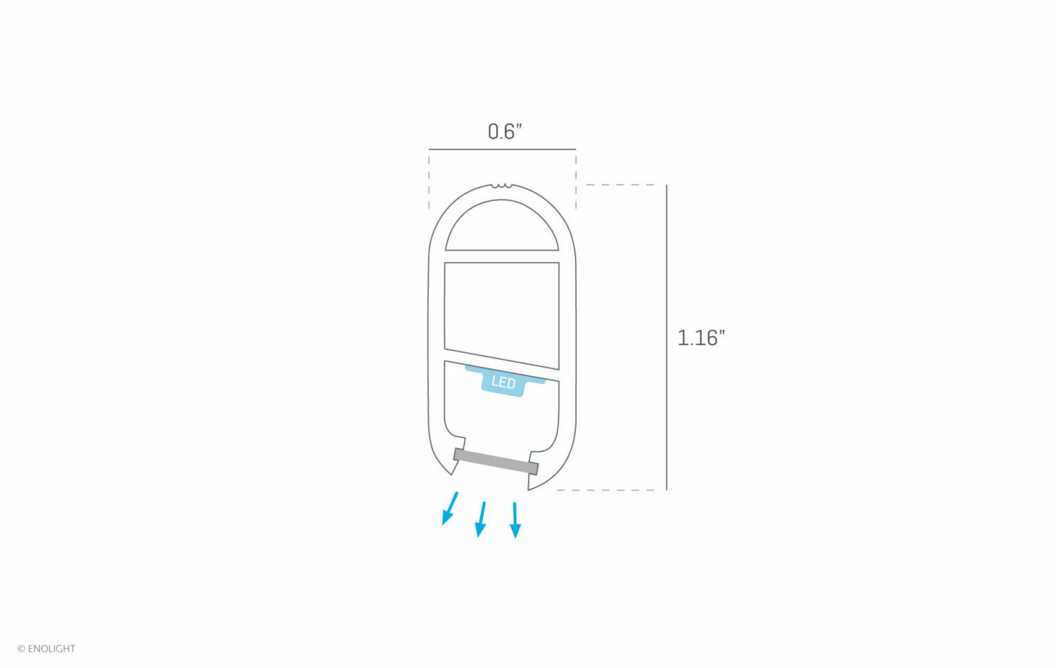 HRZ1401F Suspended LED Closet Rod Light with Flat Frosted Lens Drawing